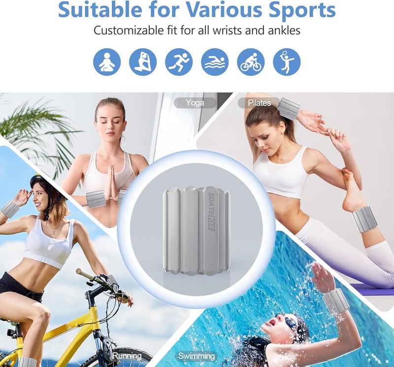 SDATEKIT Wrist and Ankle Weights for Women & Men 2 Pack (1lb Each), Adjustable Silicone Weighted Bracelet for Pilates, Gym, Yoga, Cardio & Strength Training, Bala-Style Bangles Slip-Free Design - Image 3
